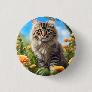 Mooie kat mooie tuin ronde button 3,2 cm