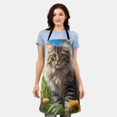 Mooie kat mooie tuin schort (Gedragen)