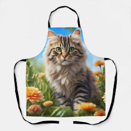 Mooie kat mooie tuin schort