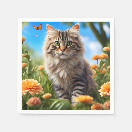 Mooie kat mooie tuin servet (Voorkant)