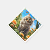 Mooie kat mooie tuin servet (Hoek)