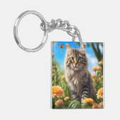 Mooie kat mooie tuin sleutelhanger (Voorkant Links)