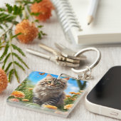Mooie kat mooie tuin sleutelhanger (Voorkant Rechts)
