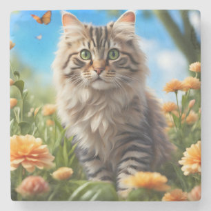 Mooie kat mooie tuin stenen onderzetter