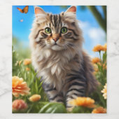 Mooie kat mooie tuin wijn etiket (Enkel label)