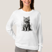 Mooie kat potloodschets t-shirt (Voorkant)