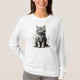 Mooie kat potloodschets t-shirt