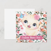 Mooie Kat Roze Rozen Blosende Bloemen Aangepaste N (Voorkant / Achterkant)