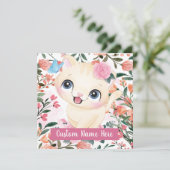 Mooie Kat Roze Rozen Blosende Bloemen Aangepaste N (Staand voorkant)