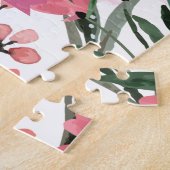 Mooie Kat Roze Rozen Blosende Bloemen Aangepaste N Legpuzzel (Zijkant)