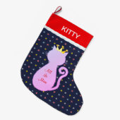Mooie kat silhouet grote kerstsok (Voorkant (Hangend))