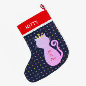 Mooie kat silhouet grote kerstsok (Achterkant (Hangend))