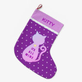 Mooie kat silhouet grote kerstsok (Voorkant (Hangend))