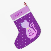 Mooie kat silhouet grote kerstsok (Achterkant (Hangend))