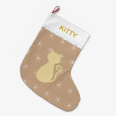 Mooie kat silhouet grote kerstsok (Voorkant (Hangend))