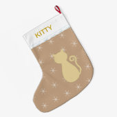 Mooie kat silhouet grote kerstsok (Achterkant (Hangend))