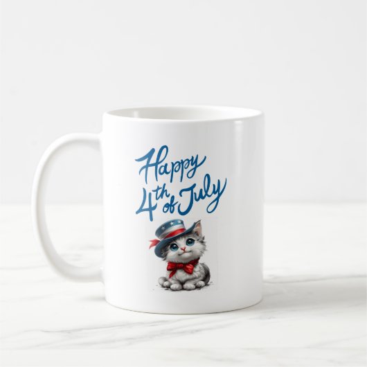 Mooie kat vrolijke vierde juli 4e koffiemok (Links)