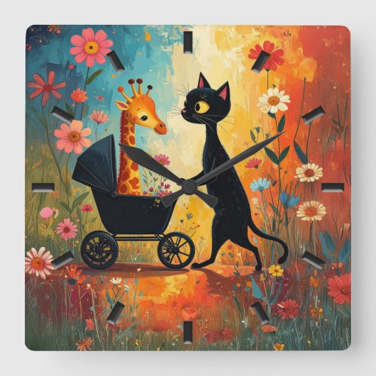 Mooie Katten Giraffe Wandklok (Voorkant)