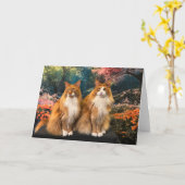 Mooie katten in kleurrijke voorjaarstuin kaart (Gele Bloem)