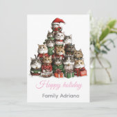 :  🎄 Mooie Katten Kerstboom Familie Vakantiekaart Kaart (Staand voorkant)