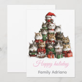 :  🎄 Mooie Katten Kerstboom Familie Vakantiekaart Kaart (Voorkant / Achterkant)