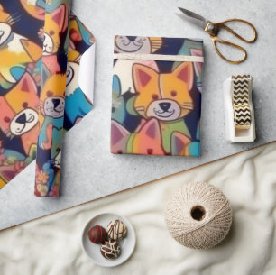 Mooie katten kleurrijke katten huisdier vibes Wrap Cadeaupapier