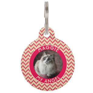 Mooie katteneigenaar cadeau abstract chevron huisdierpenning