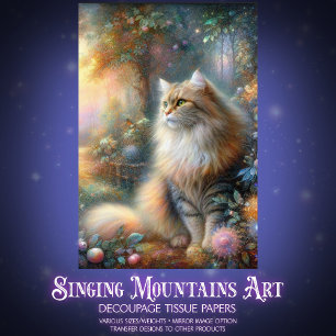 Mooie Kattenfeeënbos Waterverf Decoupage Tissuepapier
