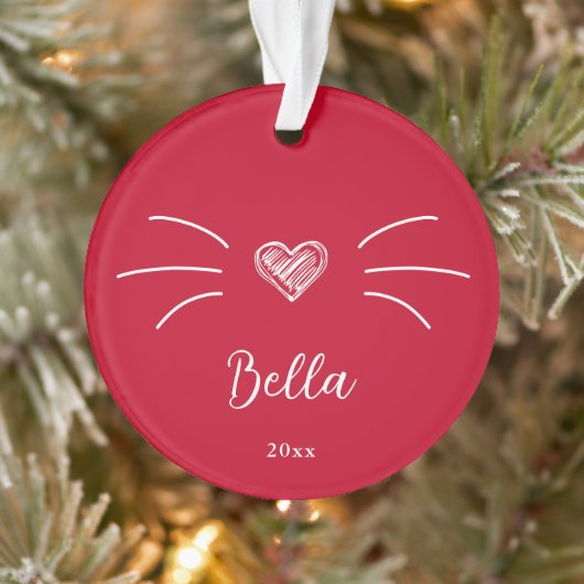 Mooie kattenfoto rood ornament (Boom)