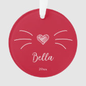 Mooie kattenfoto rood ornament (voorkant)