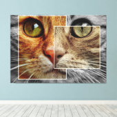 Mooie kattengezicht collage canvasprint canvas afdruk (Insitu (Houten vloer))