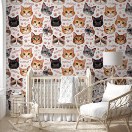 Mooie kattengezichtjes en nu tekst zoete kitten na behang