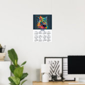 Mooie kattenkalender aquarel kat poster (Thuiskantoor)