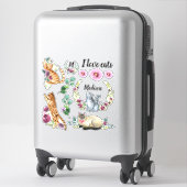 Mooie kattenkrans monogram naam sticker (Koffer)