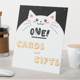 Mooie kattenlijst fonkelende sterren Kaarten & Cad Reclamebord Met Voetstuk