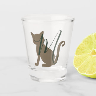 Mooie kattenmonogram shot glas
