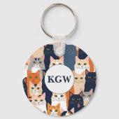 Mooie Kattenmonogram Sleutelhanger (Voorkant)