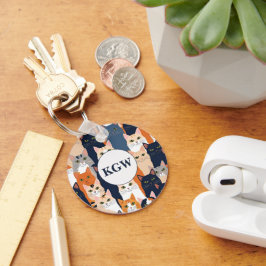 Mooie Kattenmonogram Sleutelhanger