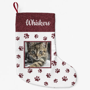 Mooie Kattennaam Foto Roze Gouden Glitter Pootafdr Kleine Kerstsok