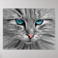 Mooie Kattenogen Gezicht Water Kleur Olie Schilder