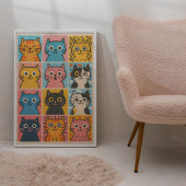 Mooie kattenpaneel collage muurkunst poster afdruk
