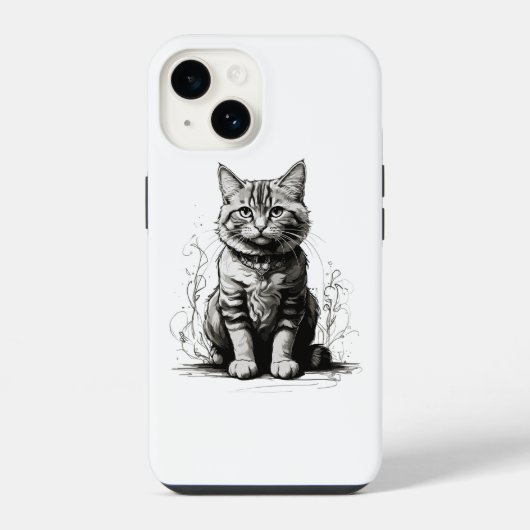 Mooie Kattenpotloodschets iPhone Hoesje (Achterkant)