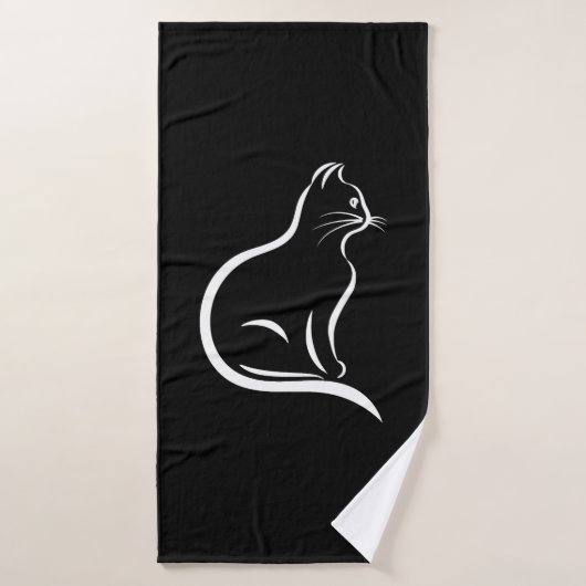 Mooie kattentekening voor dierenvrienden. badhanddoek (Badhanddoek)