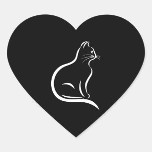 Mooie kattentekening voor dierenvrienden. hart sticker