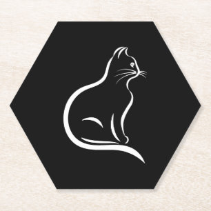 Mooie kattentekening voor dierenvrienden. kartonnen onderzetters