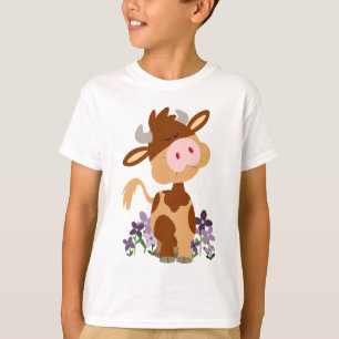 Mooie kauwende cartoon koe kinderen T-shirt