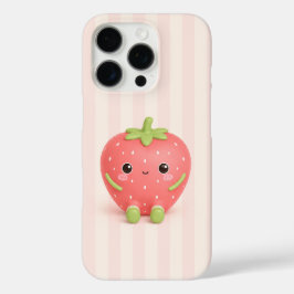 Mooie Kawaii Aardbei op Roze Strepen Hoesje