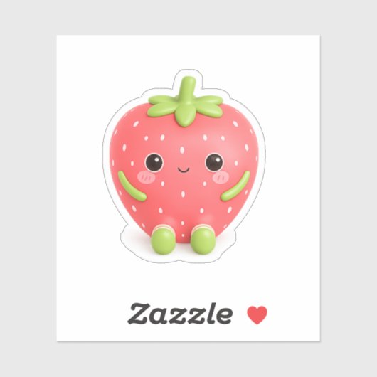 Mooie Kawaii Aardbei Vinyl Sticker (Vel)