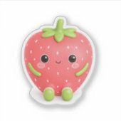 Mooie Kawaii Aardbei Vinyl Sticker (Voorkant)