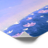 Mooie kawaii-achtergrond met nachtuin poster (Hoek)